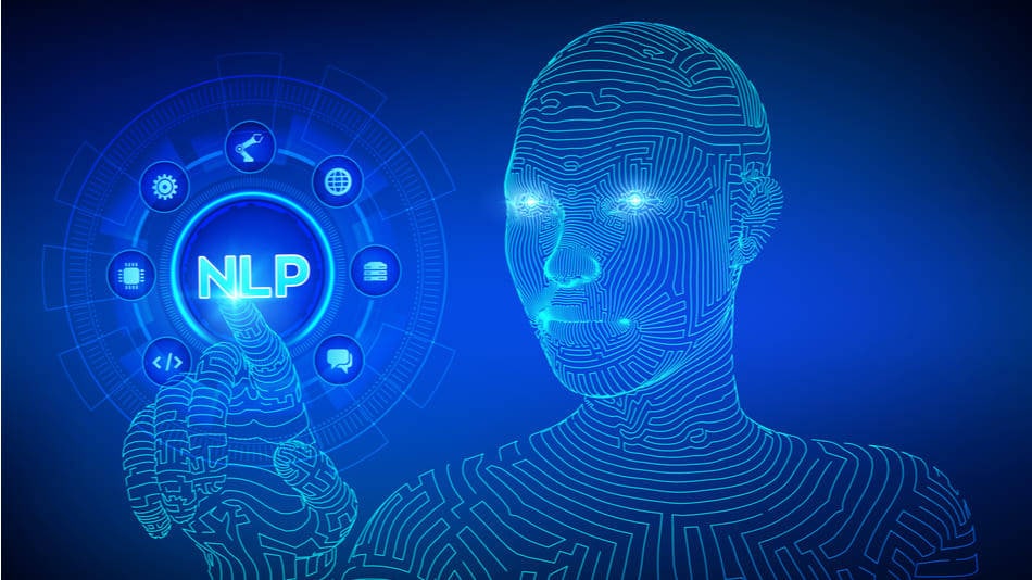 Procesamiento del lenguaje natural (NLP), AI tocando el símbolo de NLP