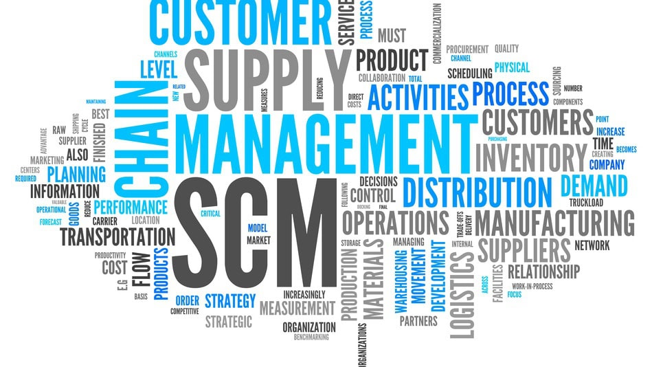 Icono concepto de scm supply chain management 