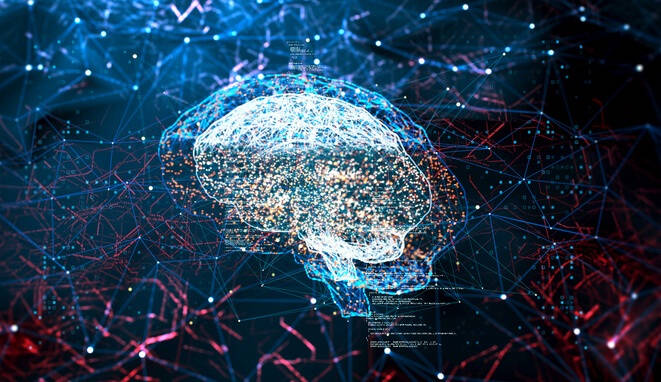 Cerebro que simula concepto de inteligencia artificial